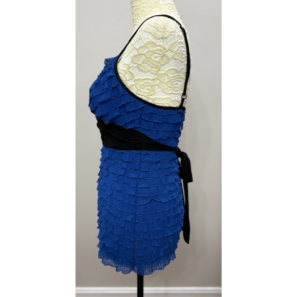 Y2K Arden B Women Medium Blue Black Cami Top Babydoll Ruffles Fairygoth Coquette - Picture 2 of 11